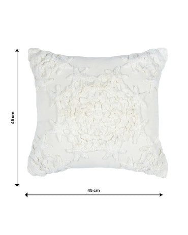 18X18 inch Boho White cotton tufted cushion covers | Set of 2