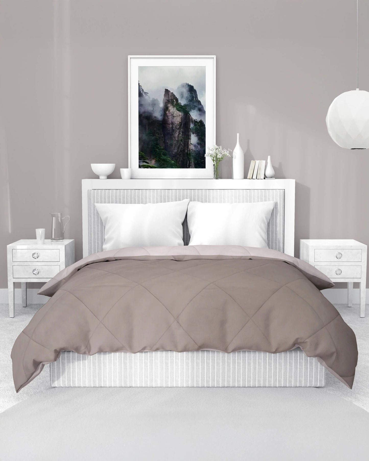 Amelia Reversible Comforter & AC Quilt | Coco & Sand | Diamond Design