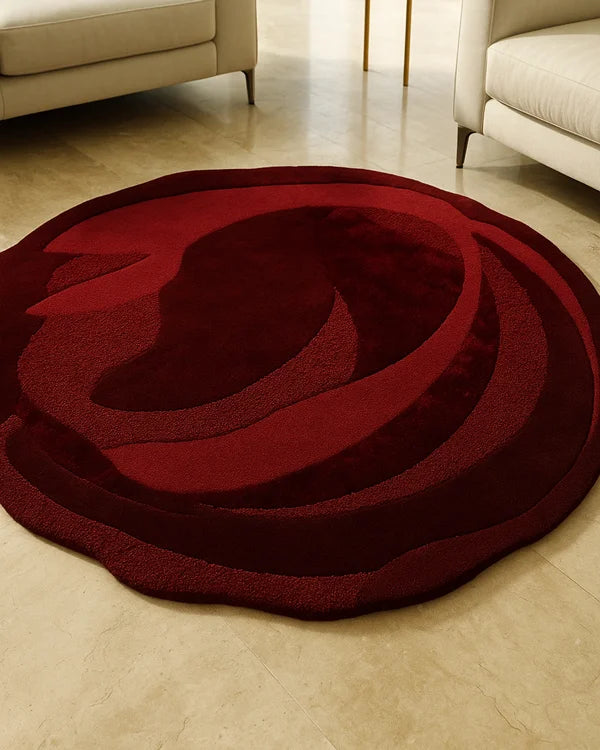 Dark Wine Round Carpet