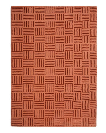 Aura Striped Grid Rust Carpet