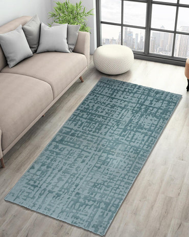 Aura Grid Abstract Aqua Carpet
