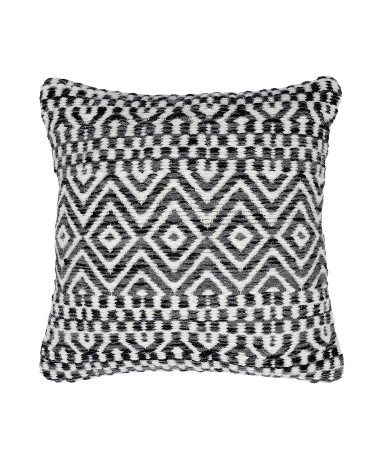18X18 inch Boho Black wool cushion covers | Set of 2