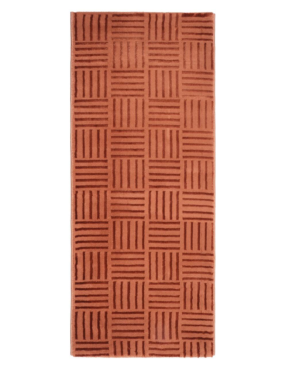 Aura Striped Grid Rust Carpet