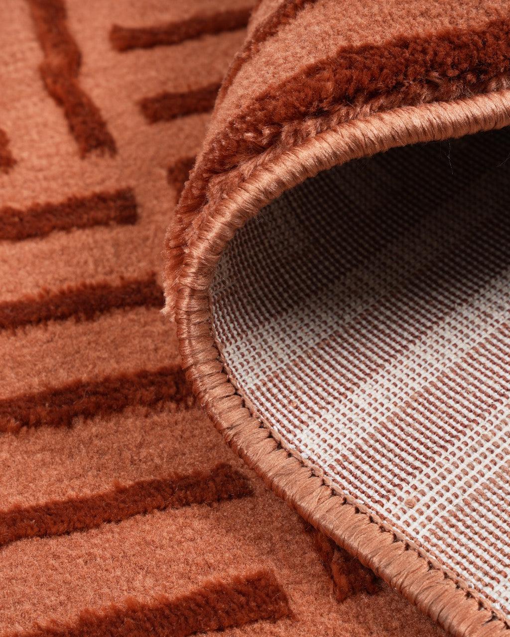 Aura Carpet | Striped Grid Rust