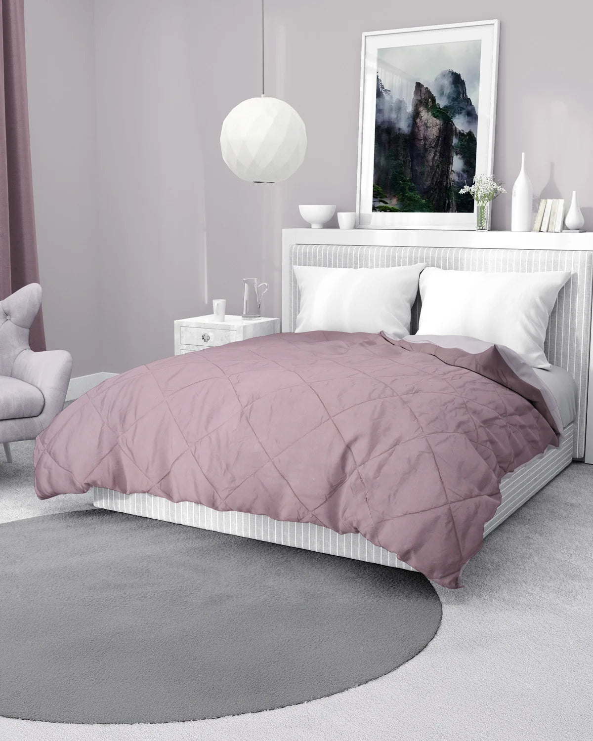 Amelia Reversible Comforter & AC Quilt | Mocha & Vanilla | Diamond Design
