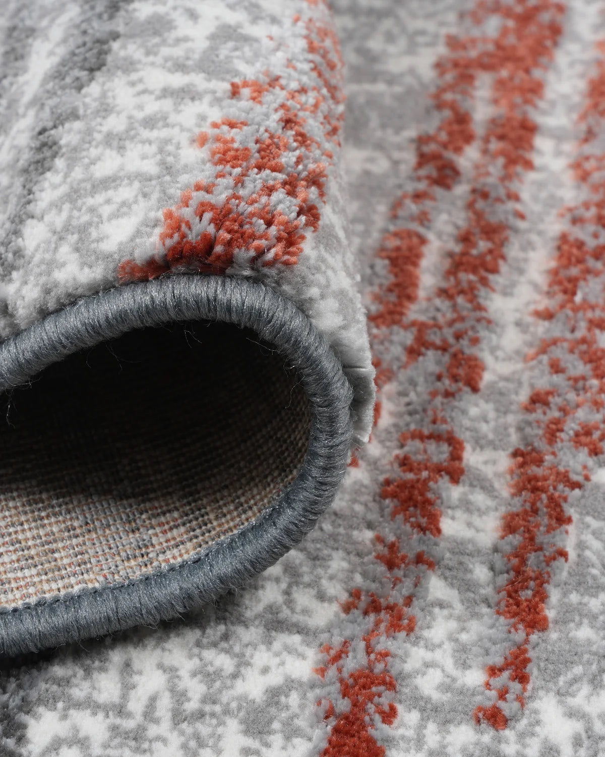 Mystic Grey and Rust Stripes Carpet