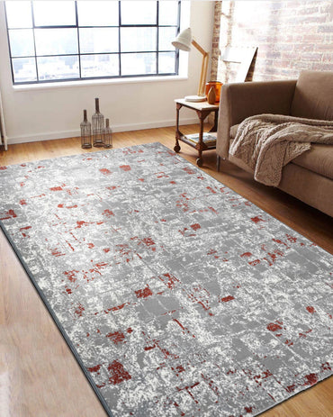 Mystic Grey and Rust Distressed Carpet