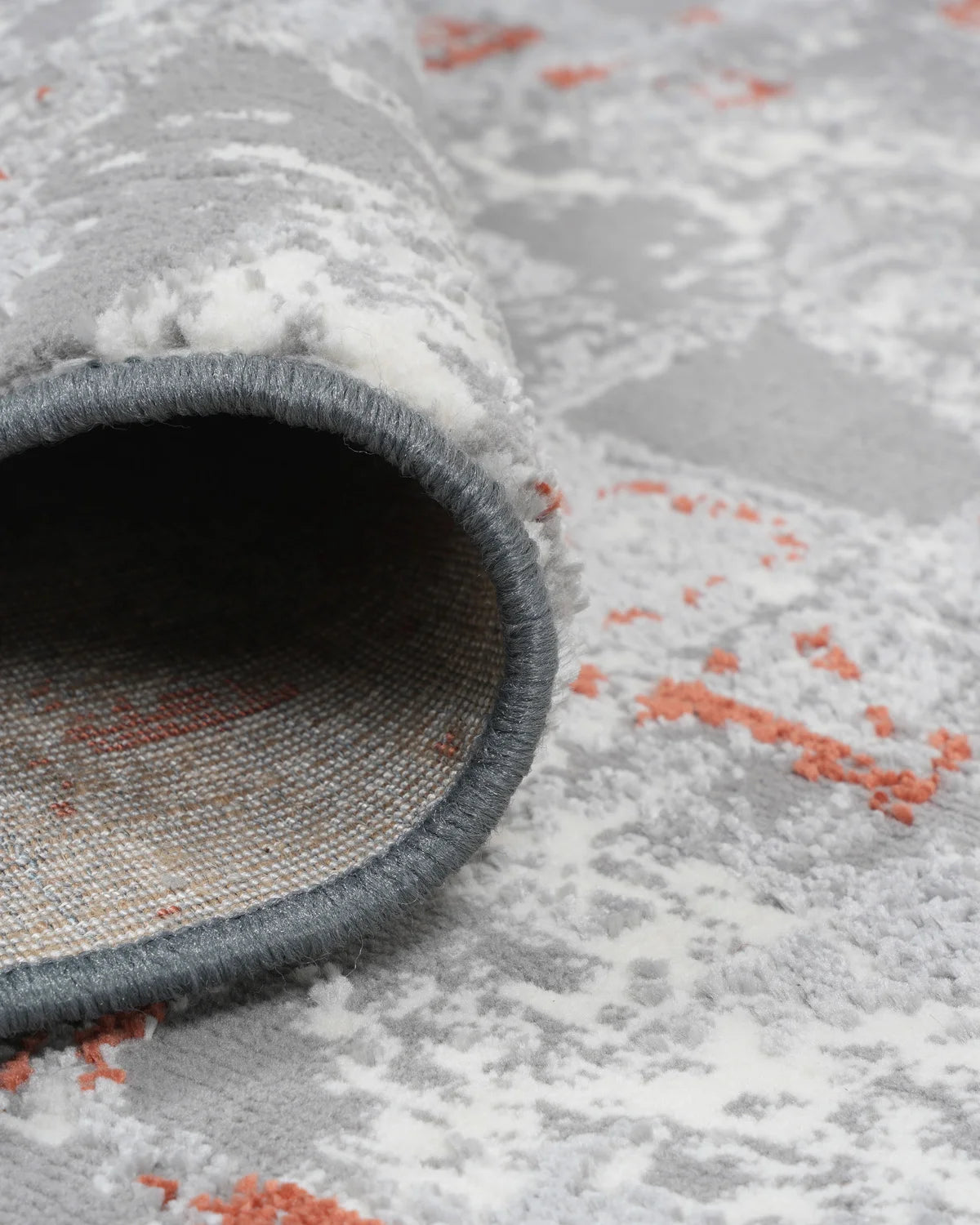Mystic Grey and Rust Distressed Carpet