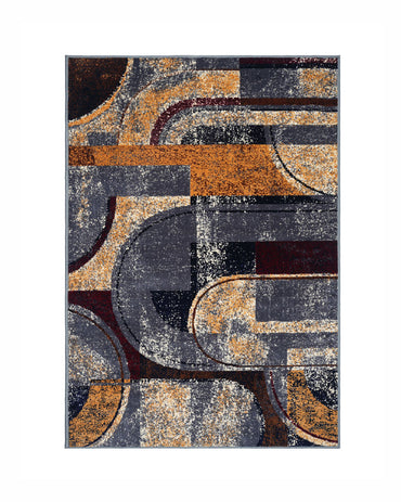 Silvora Rug | Grey, Blue & Maroon | Modern Art