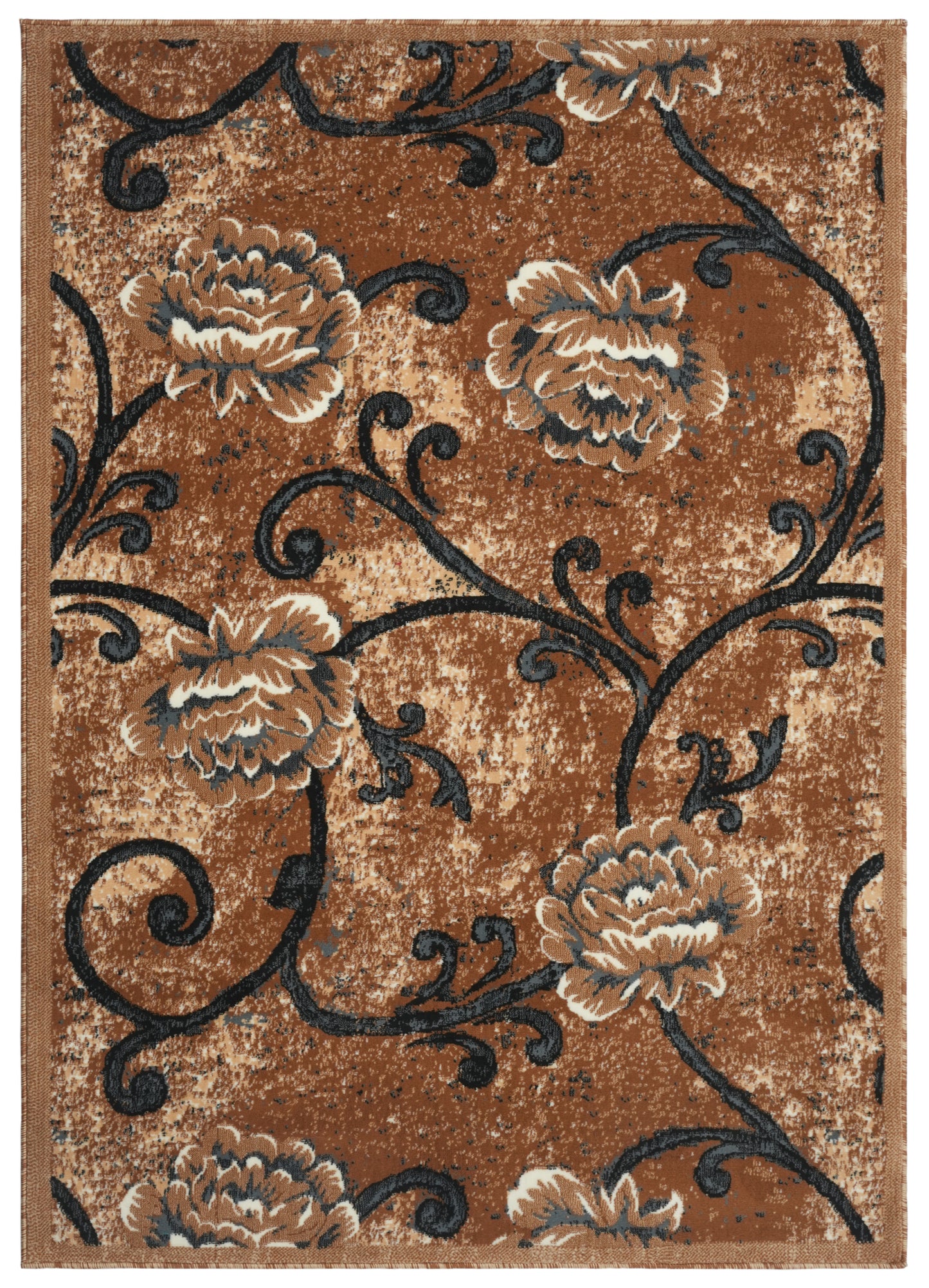 Crown Rust Floral Vine Carpet