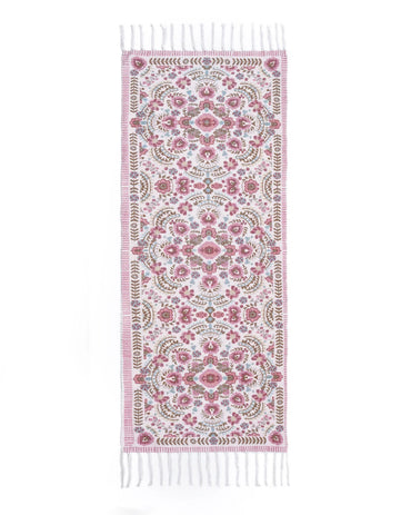 Plush Chenille Floral Pink and Ivory Runner