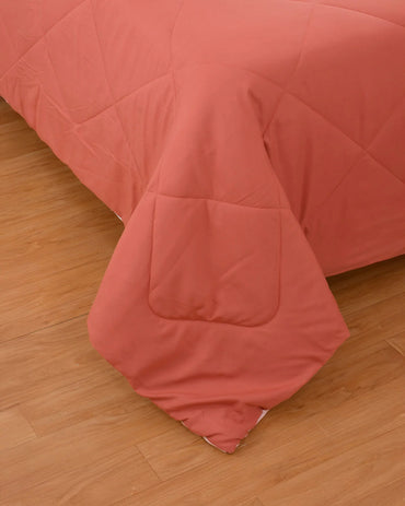 Amelia Reversible Comforter & AC Quilt | Peach | Diamond Design