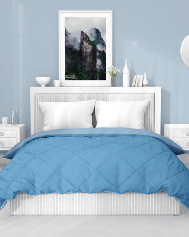 Amelia Reversible Comforter & AC Quilt | Denim & Sky | Diamond Design