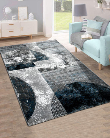 Diamond Abstract Grey Blue Carpet