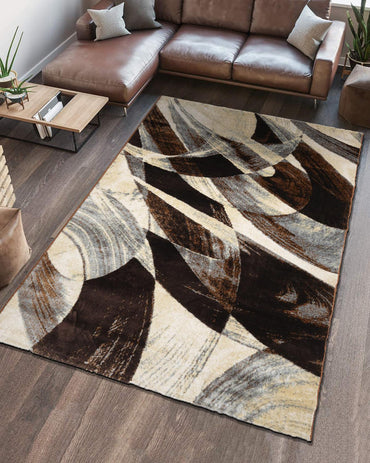Diamond Circular Beige Brown Carpet