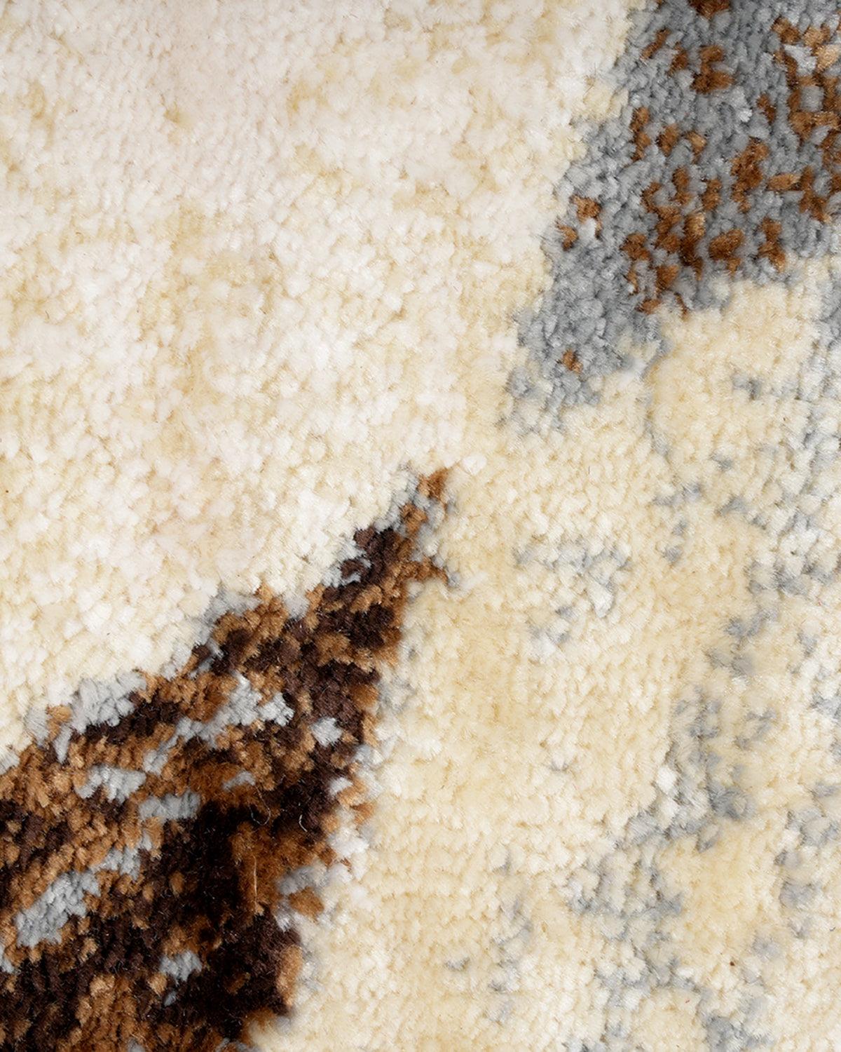 Diamond Circular Beige Brown Carpet