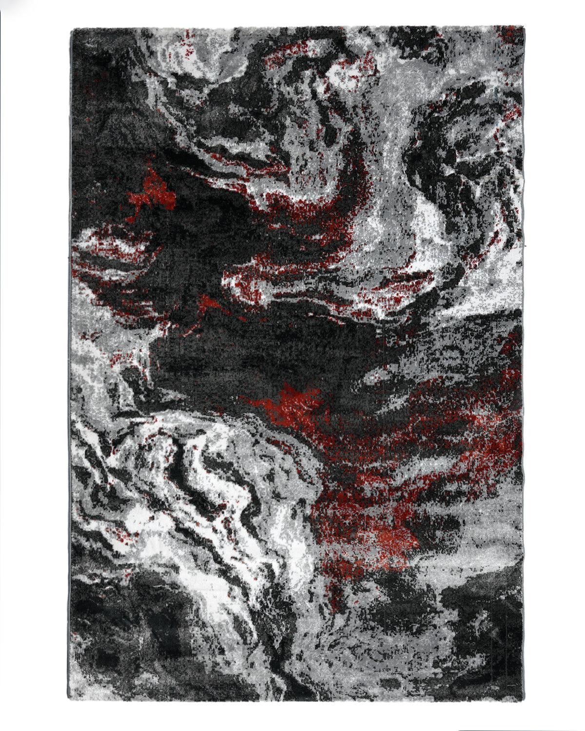 Diamond Abstract Red Grey Carpet