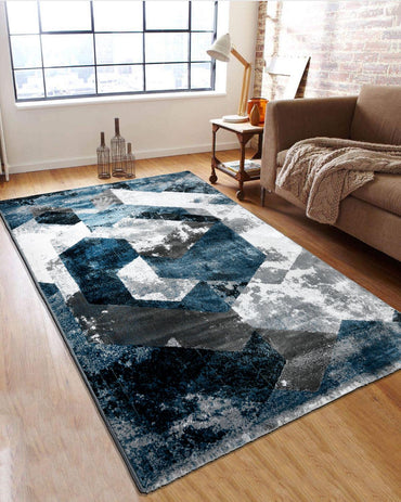 Diamond Abstract Block Aqua Carpet