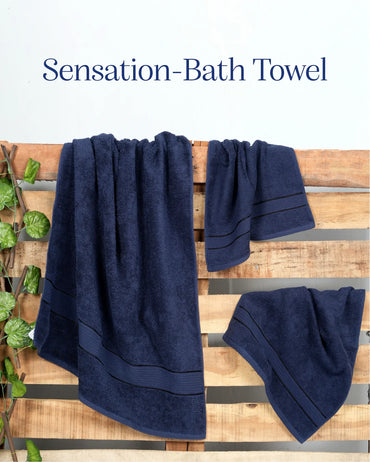 Set of 2 Sensation Bath Towel | Navy