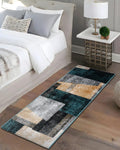 60X150 CM Vienna Runner | Modern Teal Blue and Yellow