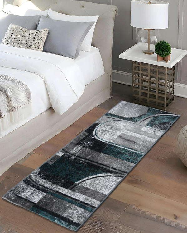 60X150 CM Platinum Runner | Aqua Geometric