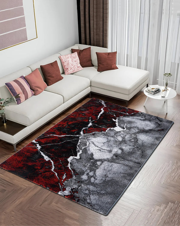 Cosmo Carpet | Grey and Maroon