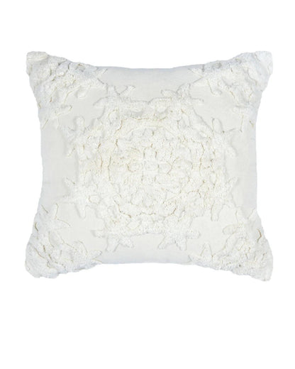18X18 inch Boho White cotton tufted cushion covers | Set of 2