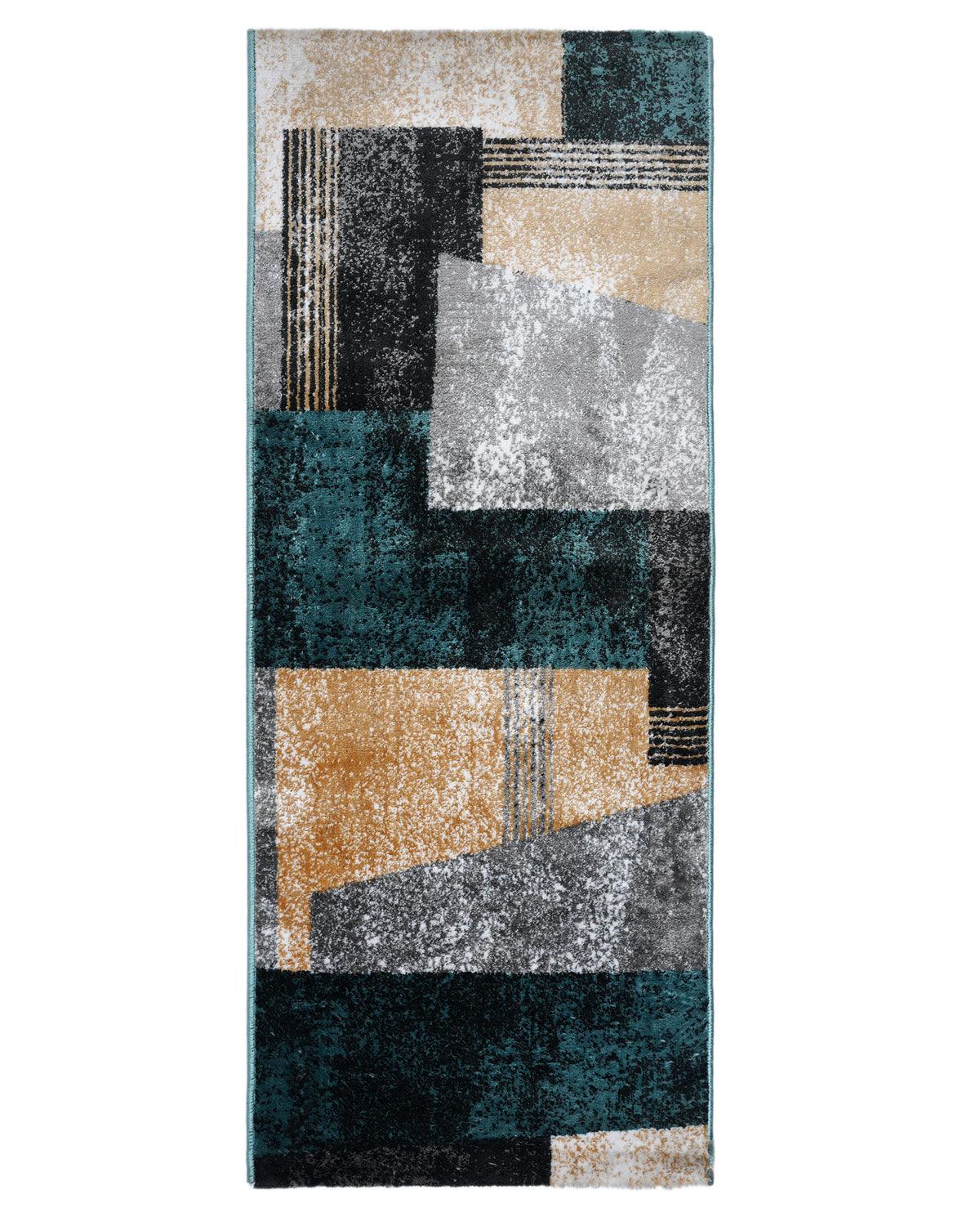 60X150 CM Vienna Runner | Modern Teal Blue and Yellow