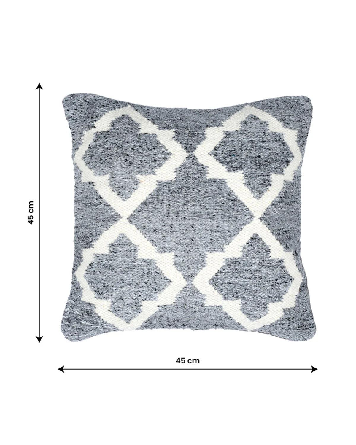 18X18 inch Moroccan silver wool cushion covers | Set of 2