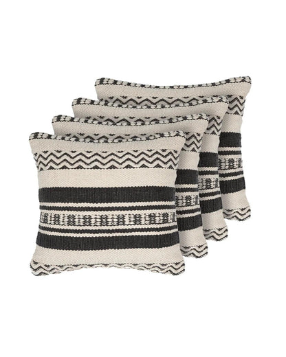 18X18 inch Handcrafted black cotton cushion covers | Set of 2