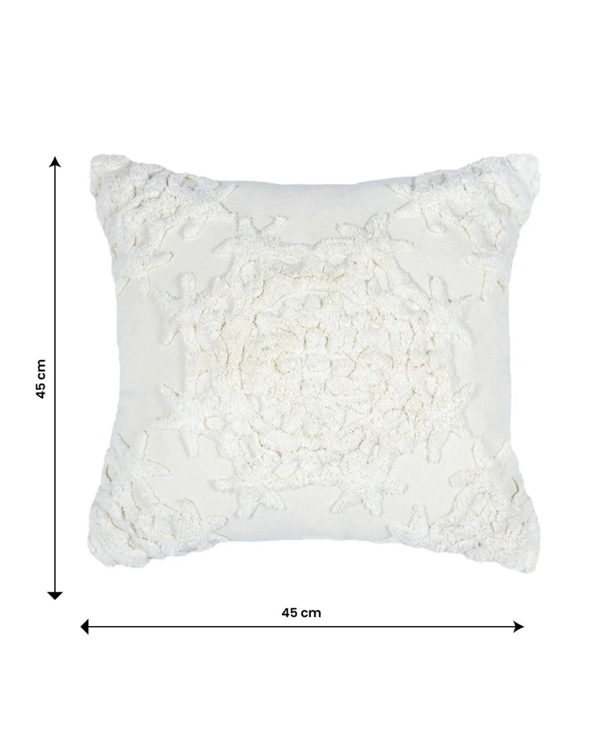 18X18 inch Boho White cotton tufted cushion covers | Set of 2