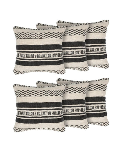 18X18 inch Handcrafted black cotton cushion covers | Set of 2