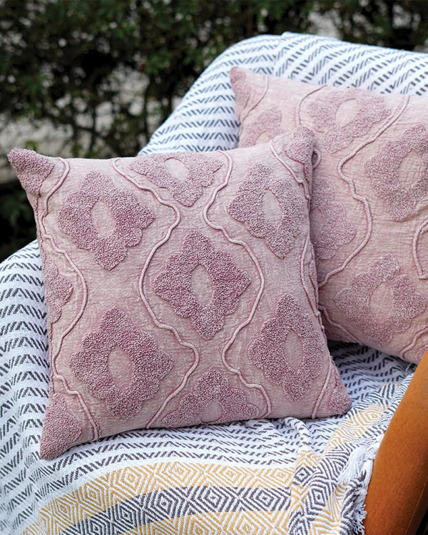 18" x 18" Pink tufted boho cotton cushion covers (45x45 cm)