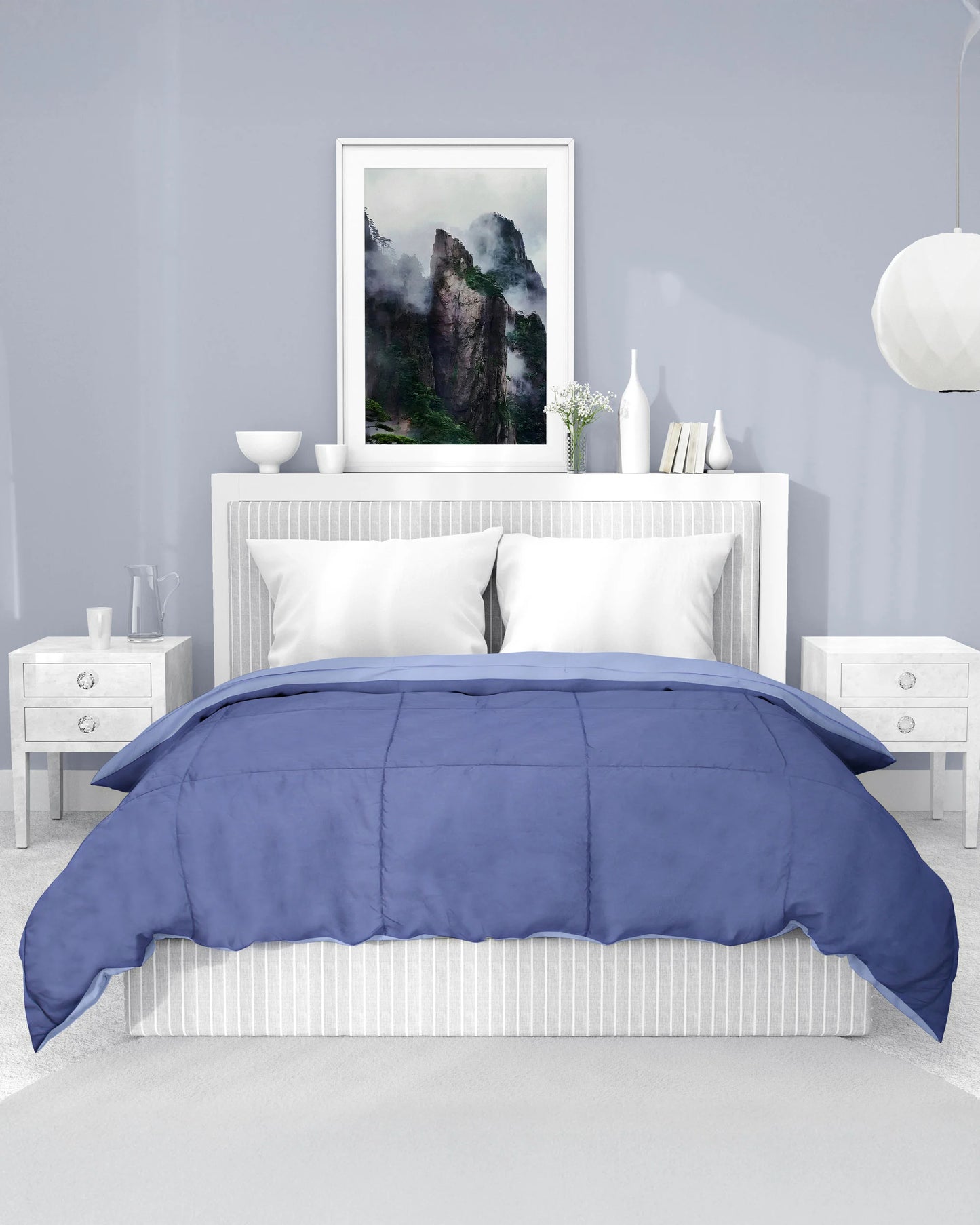 Amelia Reversible Comforter & AC Quilt | BlueBerry & Lavender | Box Design