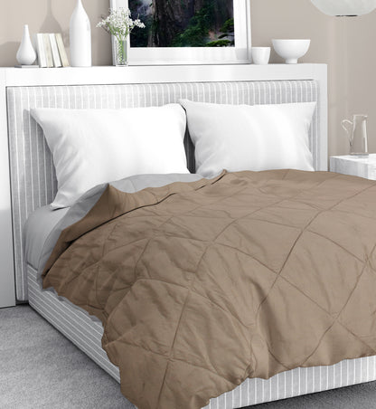 Amelia Reversible Comforter & AC Quilt | Walnut & Cream | Diamond Design