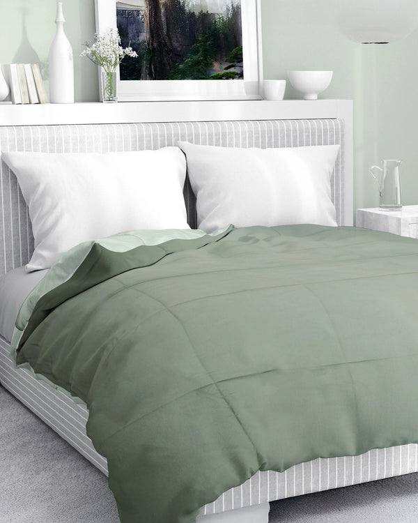 Amelia Reversible Comforter & AC Quilt | Olive Green & Sase Green | Box Design
