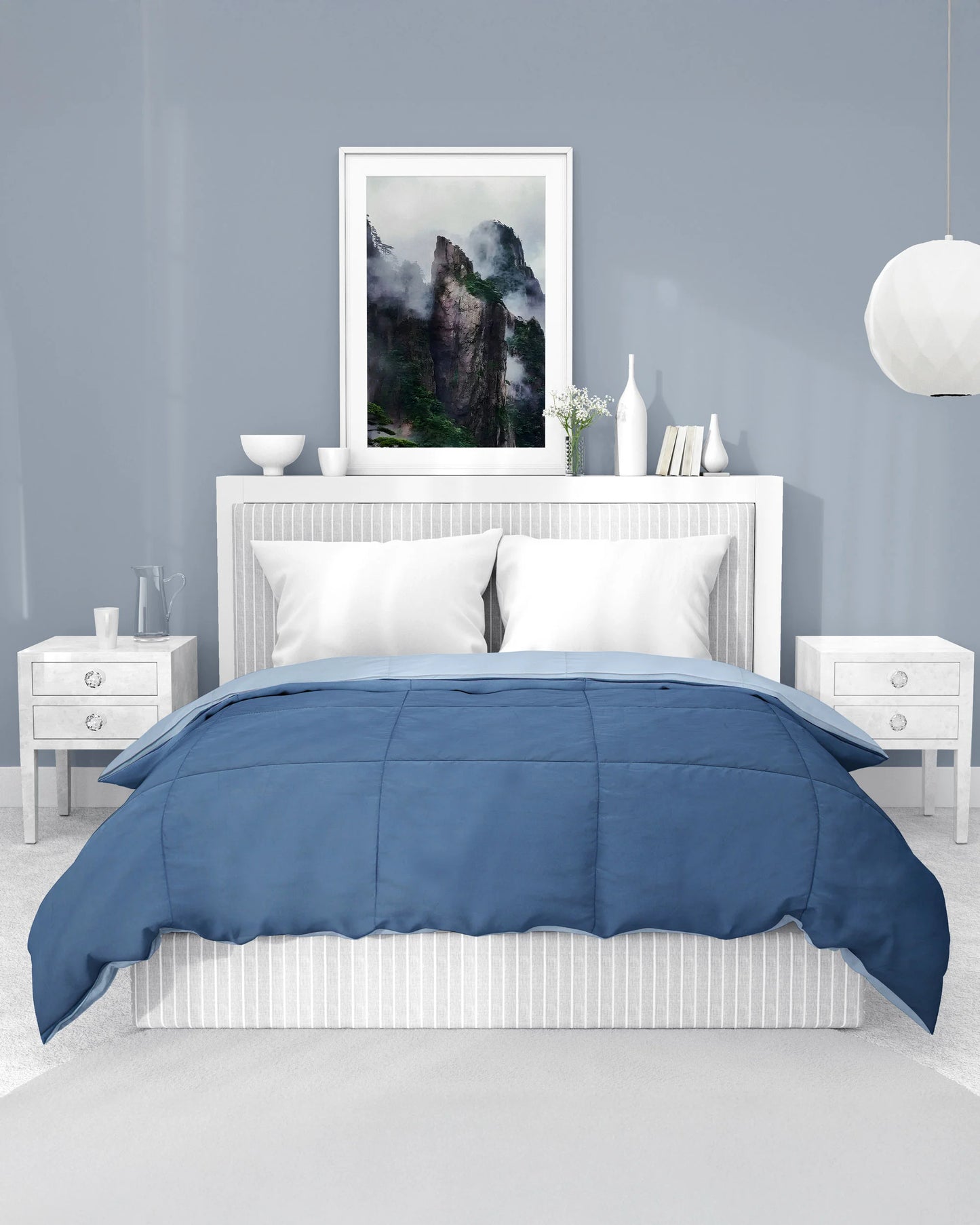 Amelia Reversible Comforter & AC Quilt | Sea & Rain | Box Design