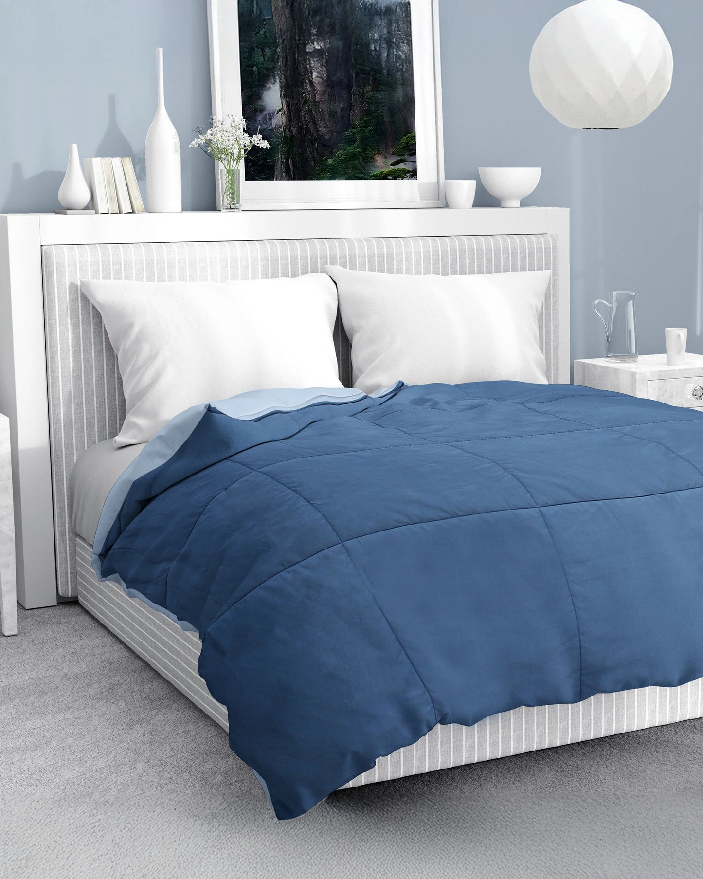 Amelia Reversible Comforter & AC Quilt | Sea & Rain | Box Design