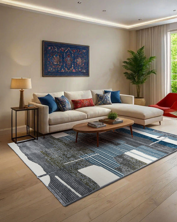 Mystic Collection Carpet  D17 | Aqua & Grey