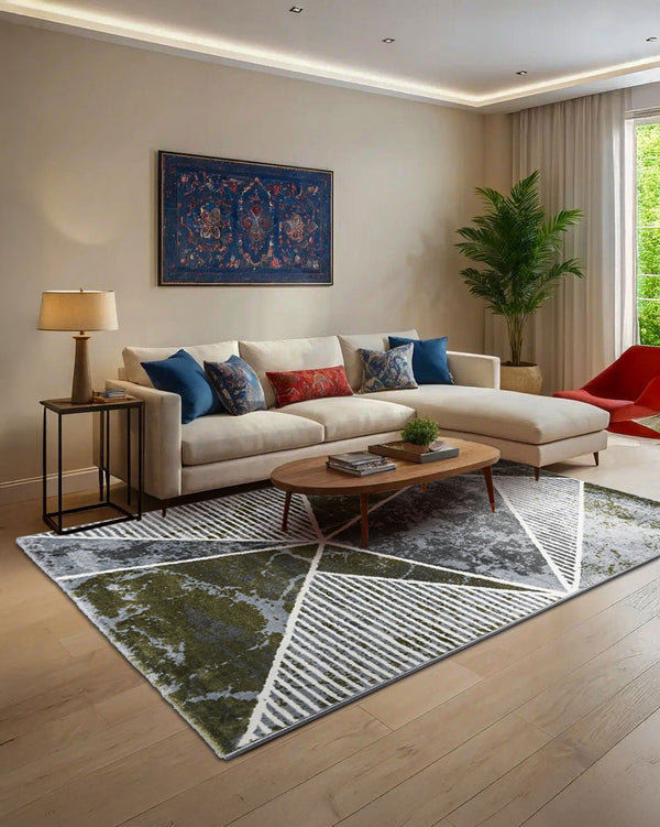 Mystic Collection Carpet  D18 | Olive & Grey