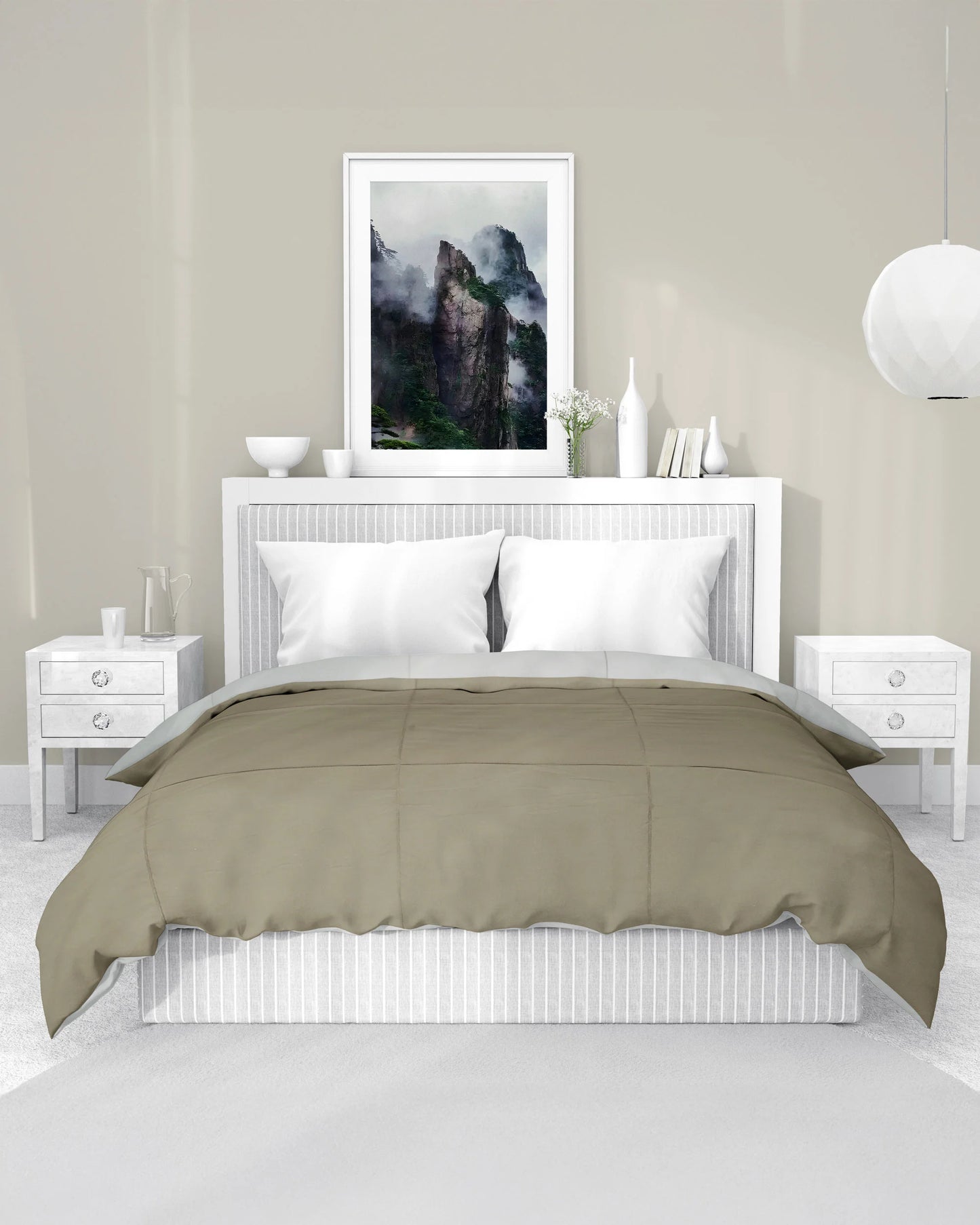 Amelia Reversible Comforter & AC Quilt | Walnut & Cream | Box Design