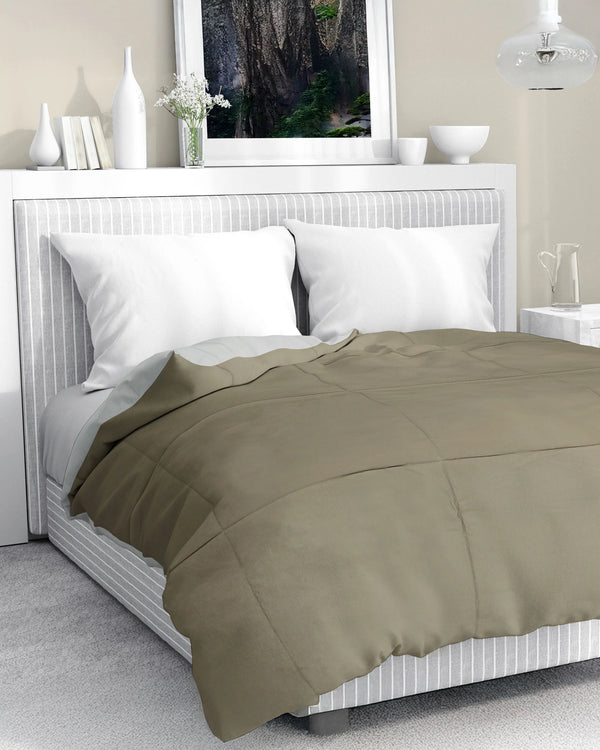 Amelia Reversible Comforter & AC Quilt | Walnut & Cream | Box Design