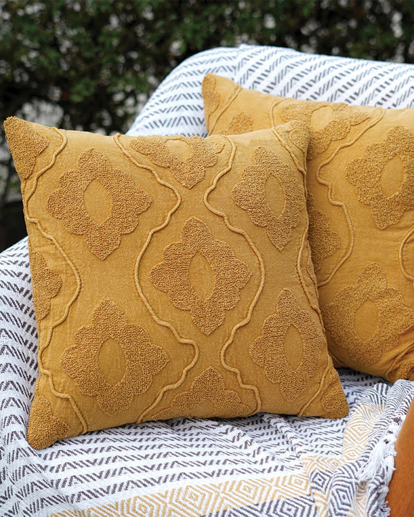 18" x 18"  Yellow tufted cotton cushion covers  (45x45 cm)