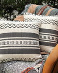 18X18 inch Handcrafted black cotton cushion covers | Set of 2