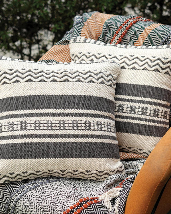 18X18 inch Handcrafted black cotton cushion covers | Set of 2