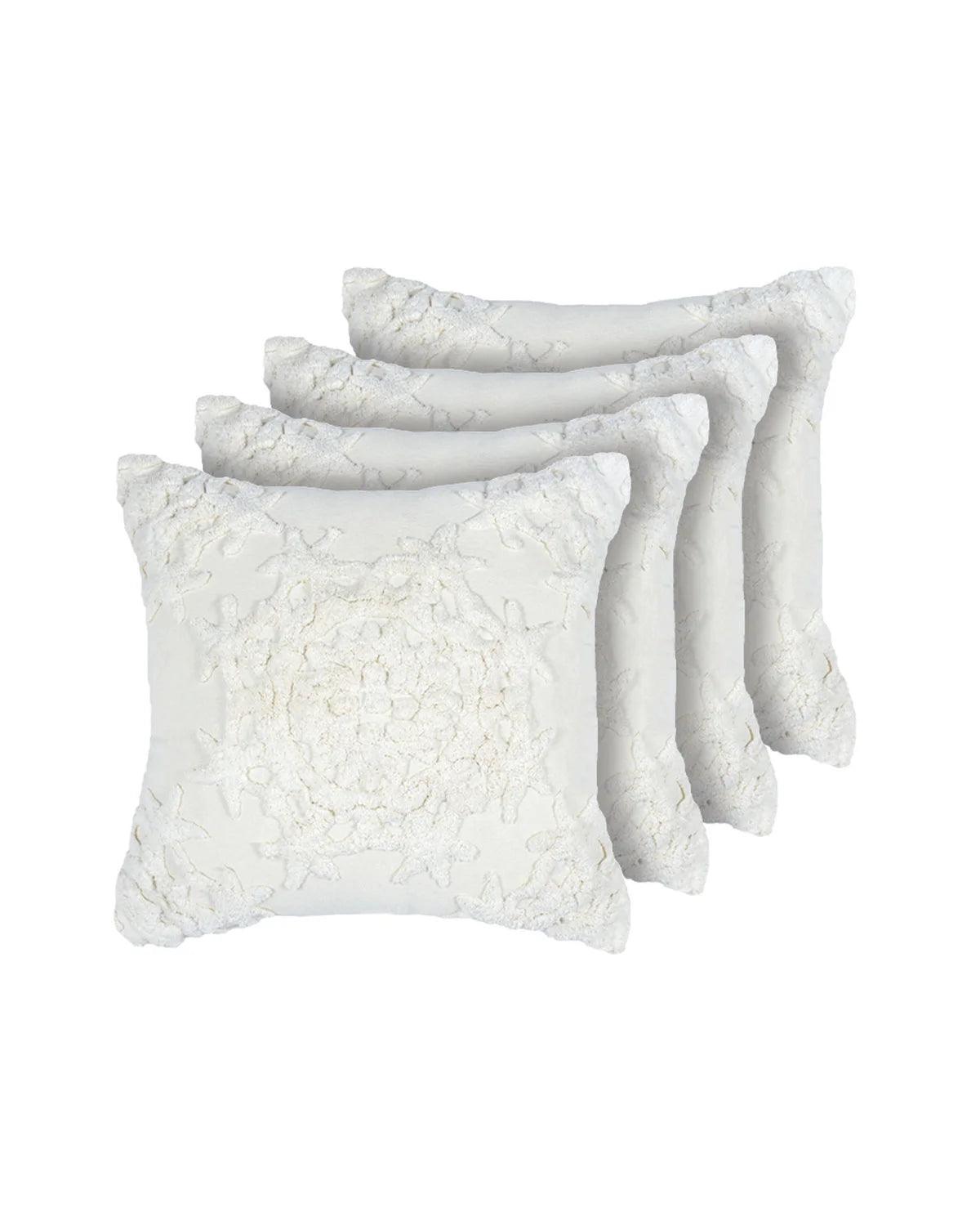18X18 inch Boho White cotton tufted cushion covers | Set of 2