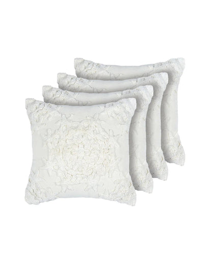18X18 inch Boho White cotton tufted cushion covers | Set of 2