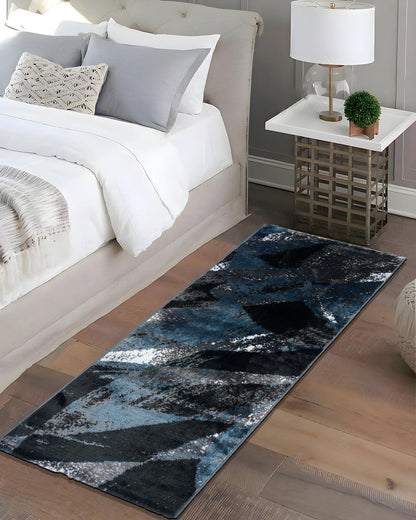 60X150 CM Diamond Runner | Blue Circular Wave