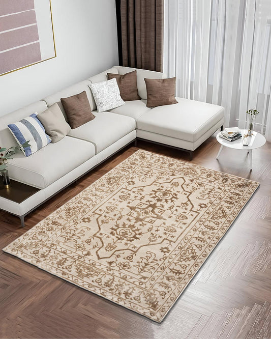 Aura Traditional Floral Light Gold Carpet