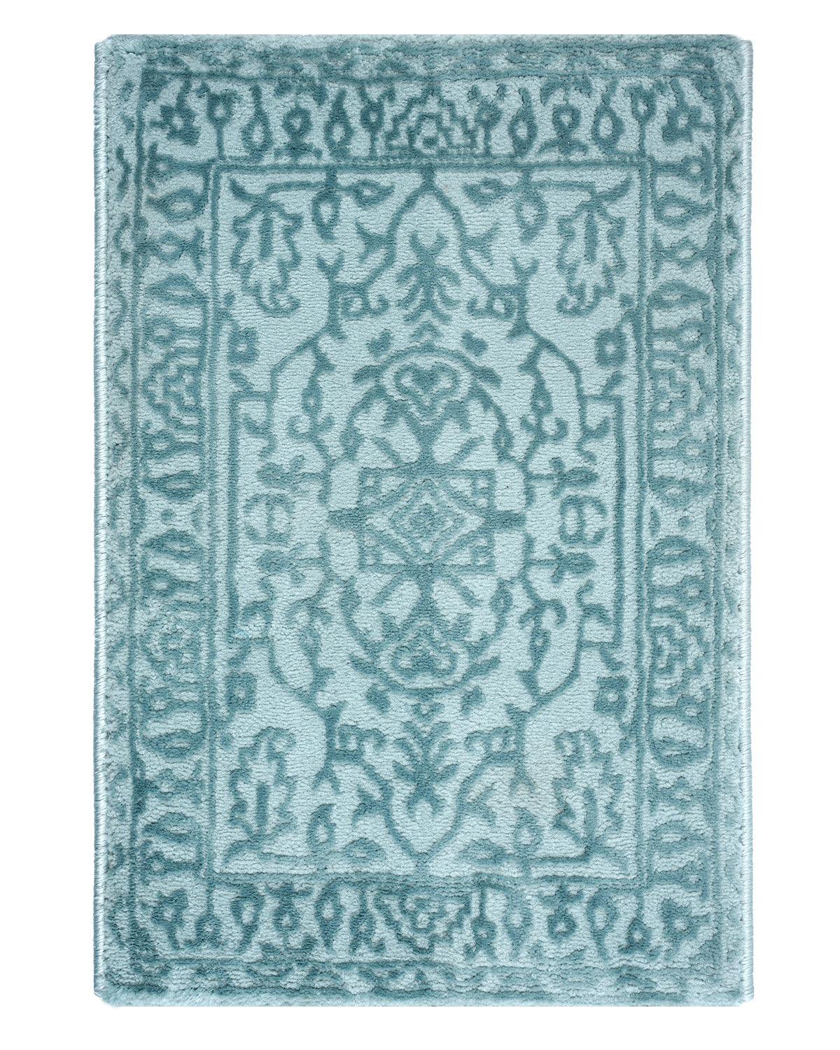40X60 CM Aura Doormat | Traditional Floral Light Blue
